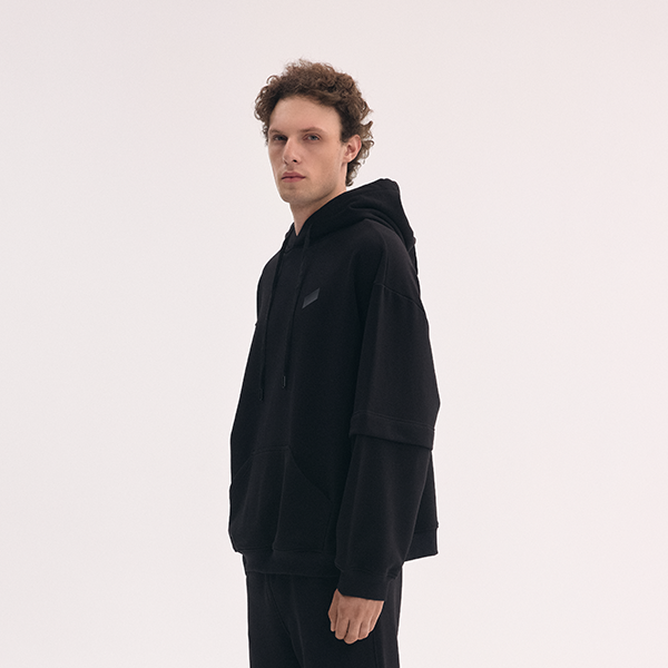 Oversize Layered Hoodie Black