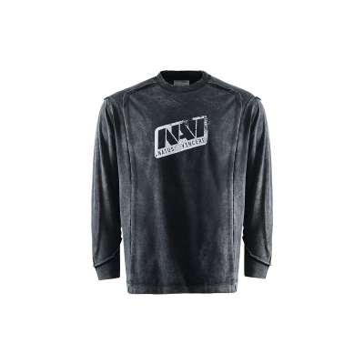 Сірий вінтажний лонгслів NAVI x LITKOVSKA 2.0